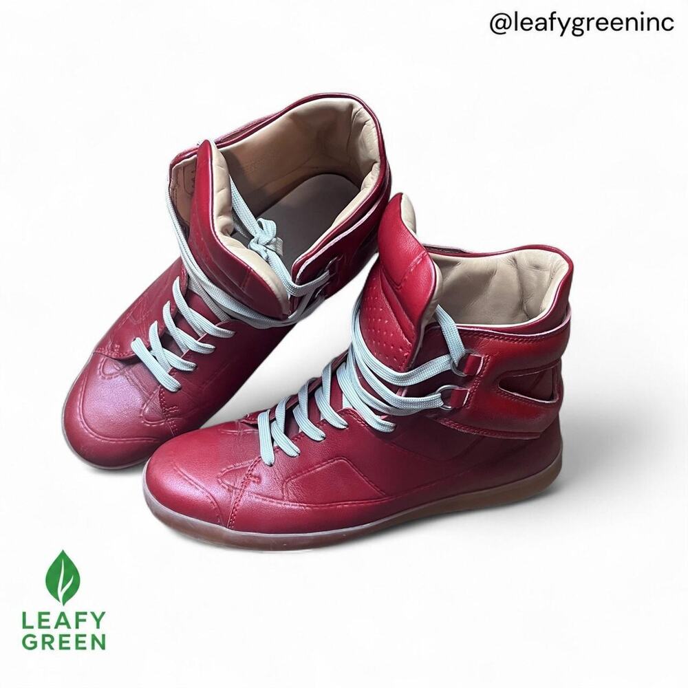 Maison Margiela H&M 2012 Paneled High Top Red Gum Sole Sneaker us sz 10 EU 43